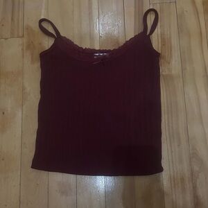 Women's Burgundy Lace Trim Cami Top